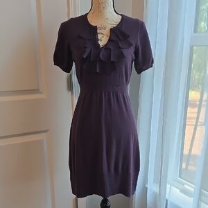 LOFT Deep Purple Ruffle Mini Dress